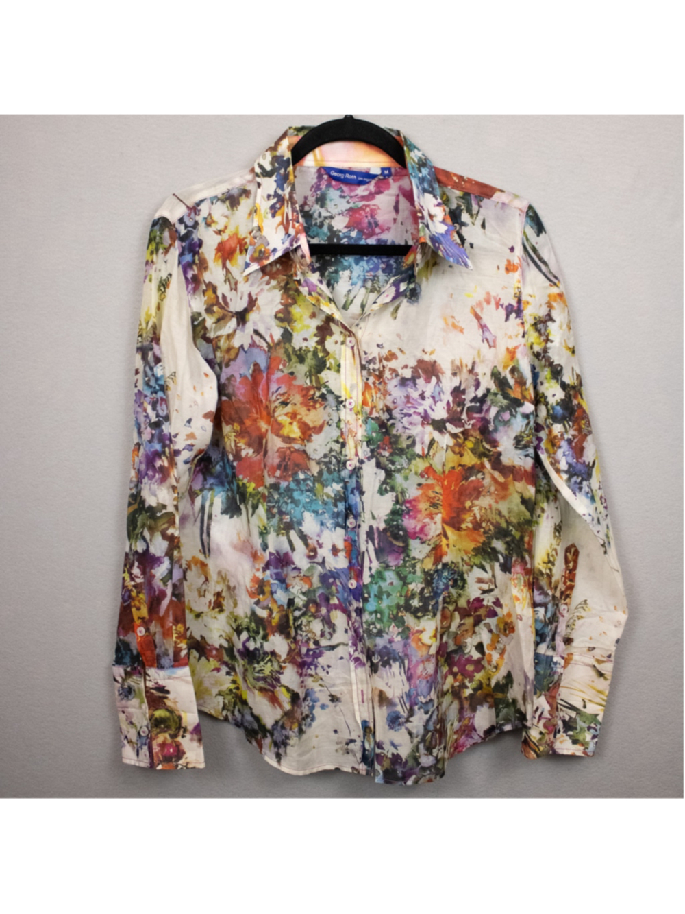 Georg Roth Los Angelos floral silk blend button down shirt-M